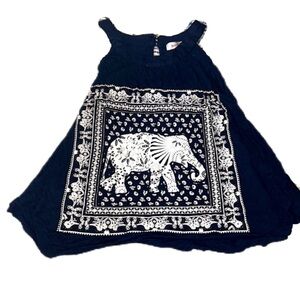 Elephant Print Tank Top Bandana Navy Blue